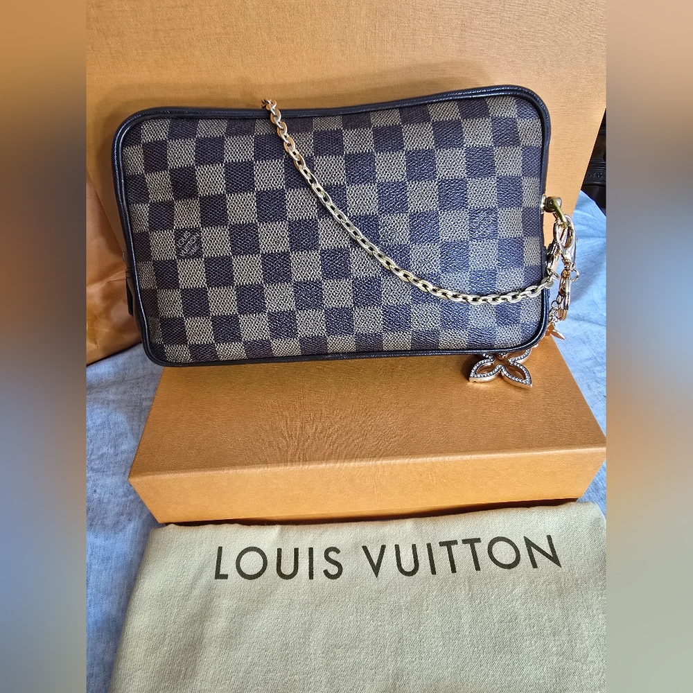 Louis Vuitton Damier Ebene Trousse 28 Cosmetic Women's Crossbody Bag Unisex